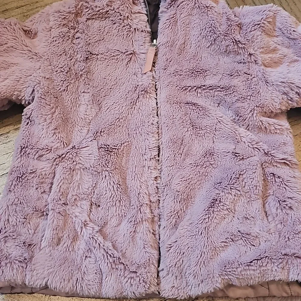 Purple Ombre Puffer Faux Fur Reversible Jacket Size 5/6 Pacific Trail